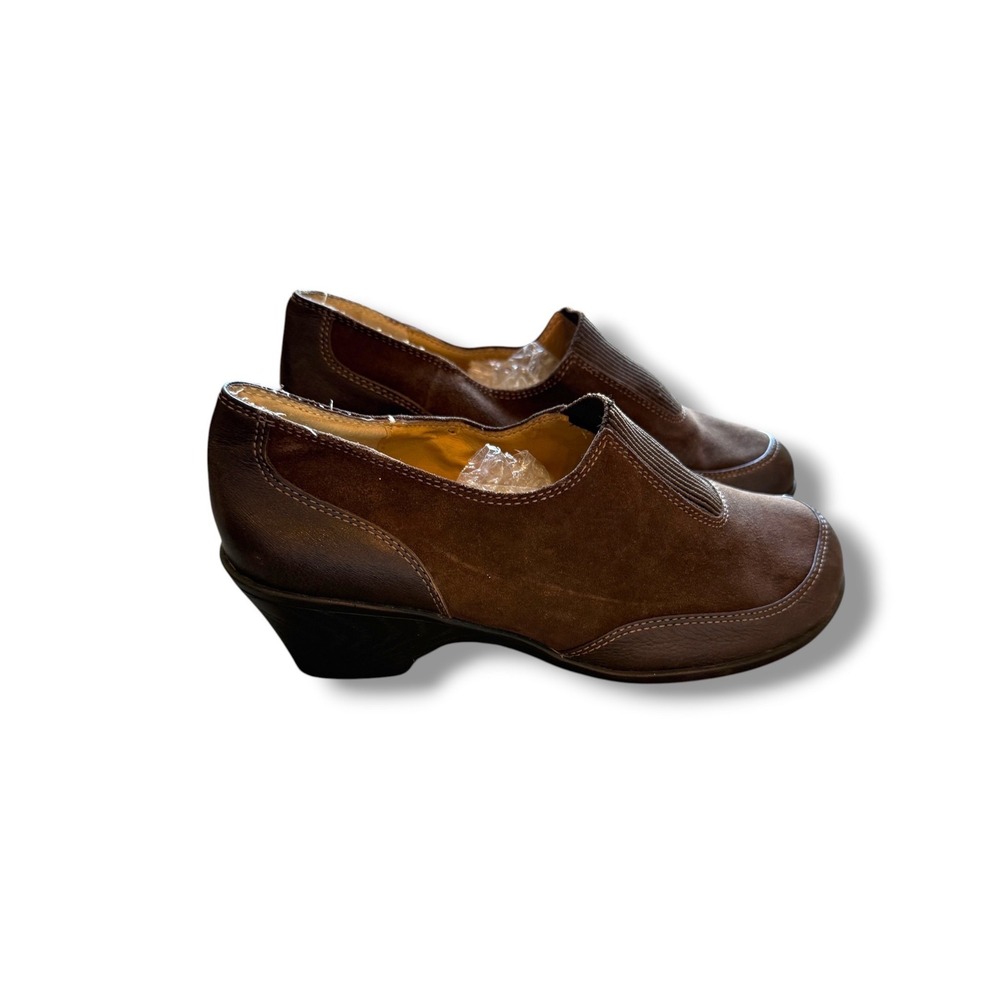 Softspots Loafers Womens 9.5 WW Brown Leather Suede Wedge Slip On Comfort Shoes